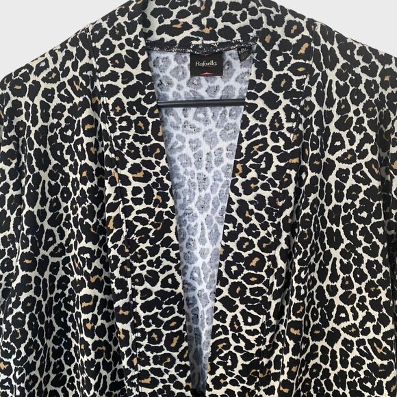 Rafaella Open-Front Leopard Print Cardigan Sweater Women's XL Comfort Casual Fit - Picture 5 of 12
